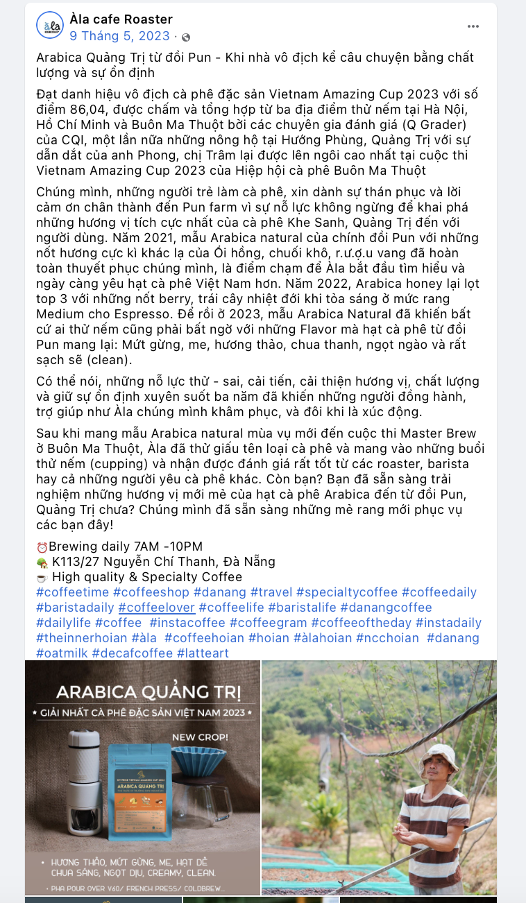 quang cao quan cafe tren facebook