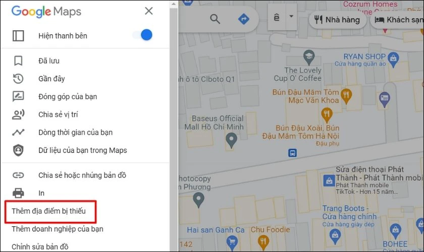 Thêm địa điểm bị thiếu
