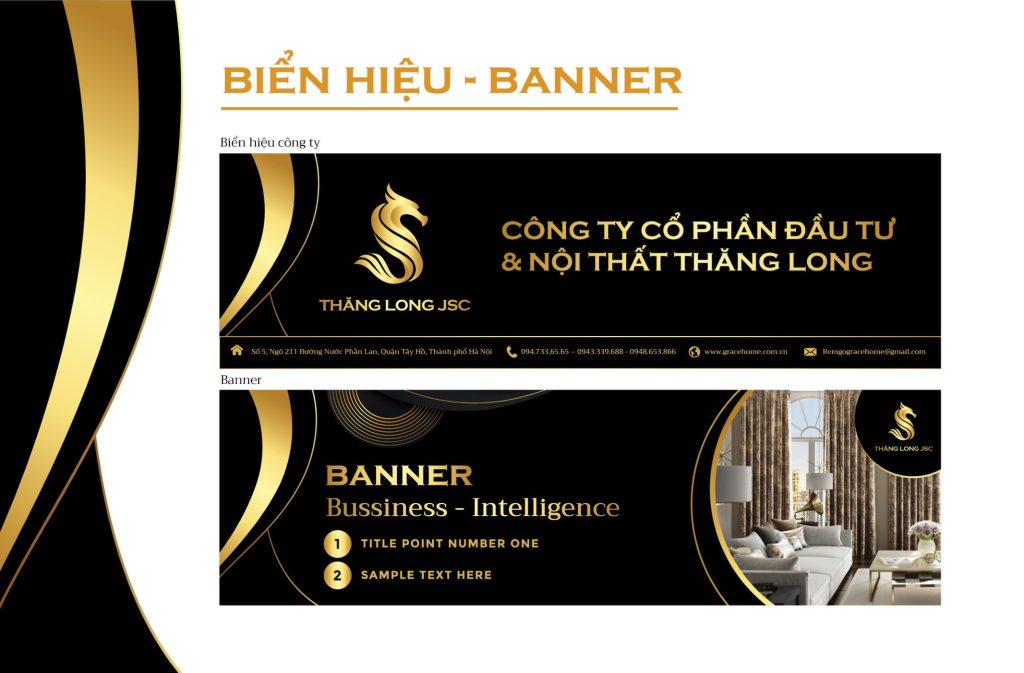 Thiết kế biển hiệu công ty và banner ngang của Thăng Long JSC