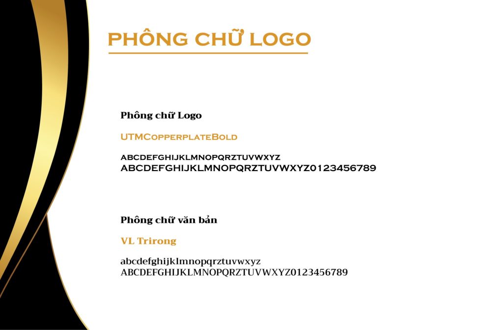 Phông chữ logo UTM Copperplate Bold và phông chữ văn bản VL Trirong