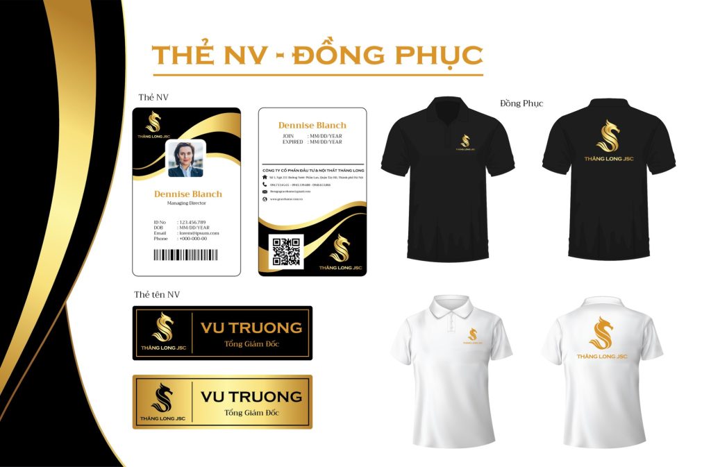 Thiết kế thẻ nhân viên, thẻ tên và đồng phục polo của Thăng Long JSC