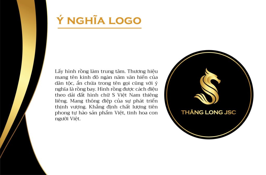 Trang quy chuẩn giải thích ý nghĩa logo Thăng Long JSC: hình rồng cách điệu theo chữ S